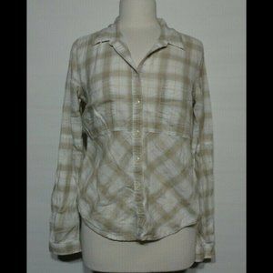 Free People Size Small Plaid Button Down Shirt